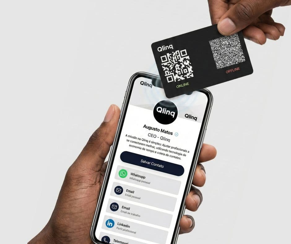 Profissionais usando cartões de visita digitais Qlinq em Angola